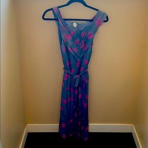 Silk grey dress with pink